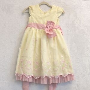 Jona Michelle Girl's Toddler Baby Yellow Embroidered Formal‎ Dress Size 6